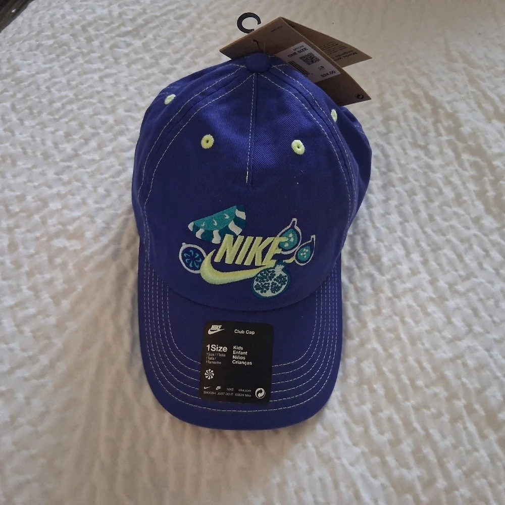 Nike Royal Blue Cap with Lime Accents Its Labeled Older Kids Hat But Its The Sam